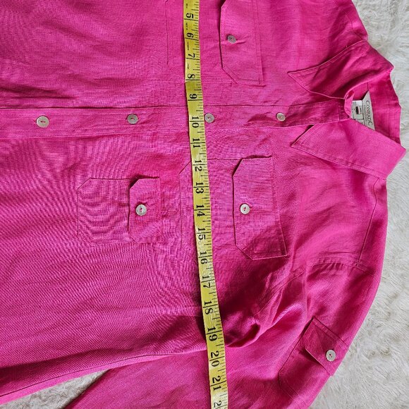 Vintage Conrad C Women's Pink 100% Linen Long Sleeves Button Down Shirt Size 10 - Picture 4 of 8